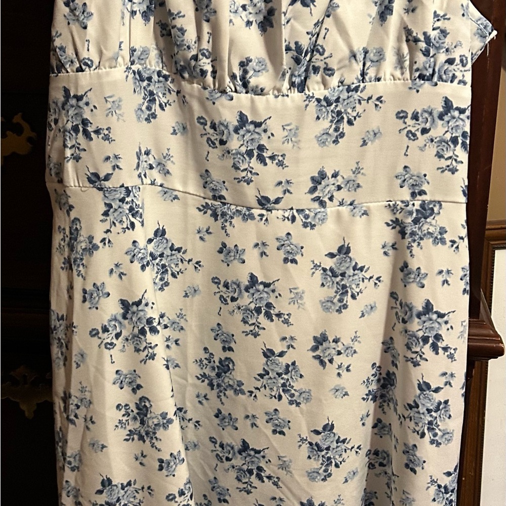 Floral Blue and White Dress